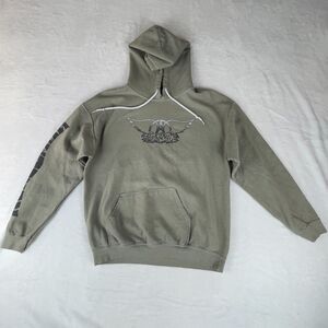Aerosmith‎ Hoodie Mens Small Green Fleece Lined Let Rock Rule Graphic Drawstring